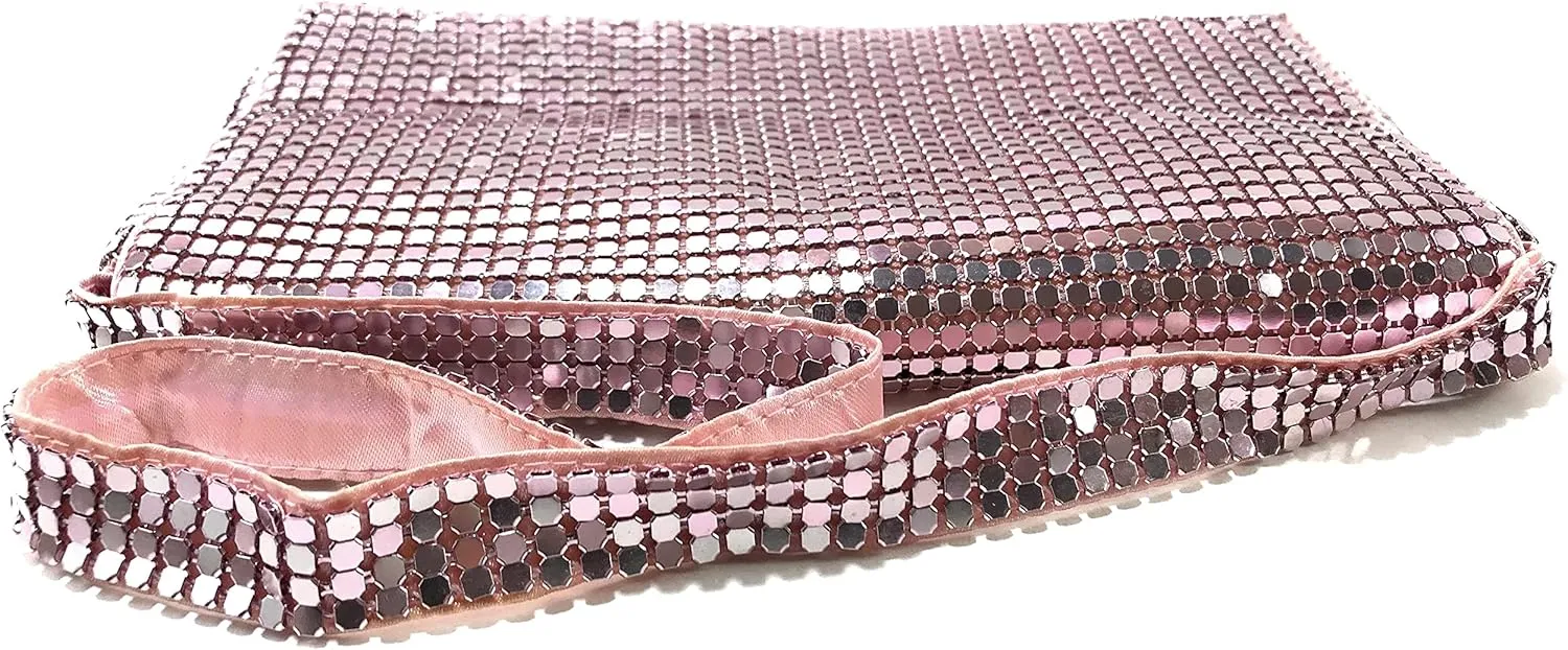 Women Vintage Evening Clutch Metal Mesh soft purse with Short Shoulder Strap for Parties, Weddings, Events
