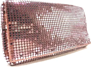 Women Vintage Evening Clutch Metal Mesh soft purse with Short Shoulder Strap for Parties, Weddings, Events