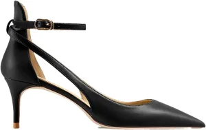 Women's Ankle Strap Heels, Luxury Leather Pointed Toe Party