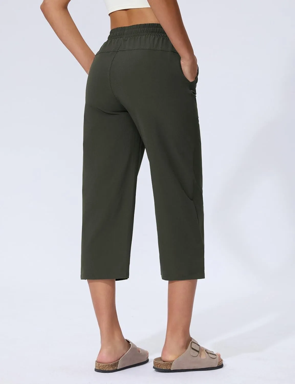 Women's Capri Pants Wide Leg Quick Dry Hiking Capris Water Resistant UPF50 Lightweight Loose Travel