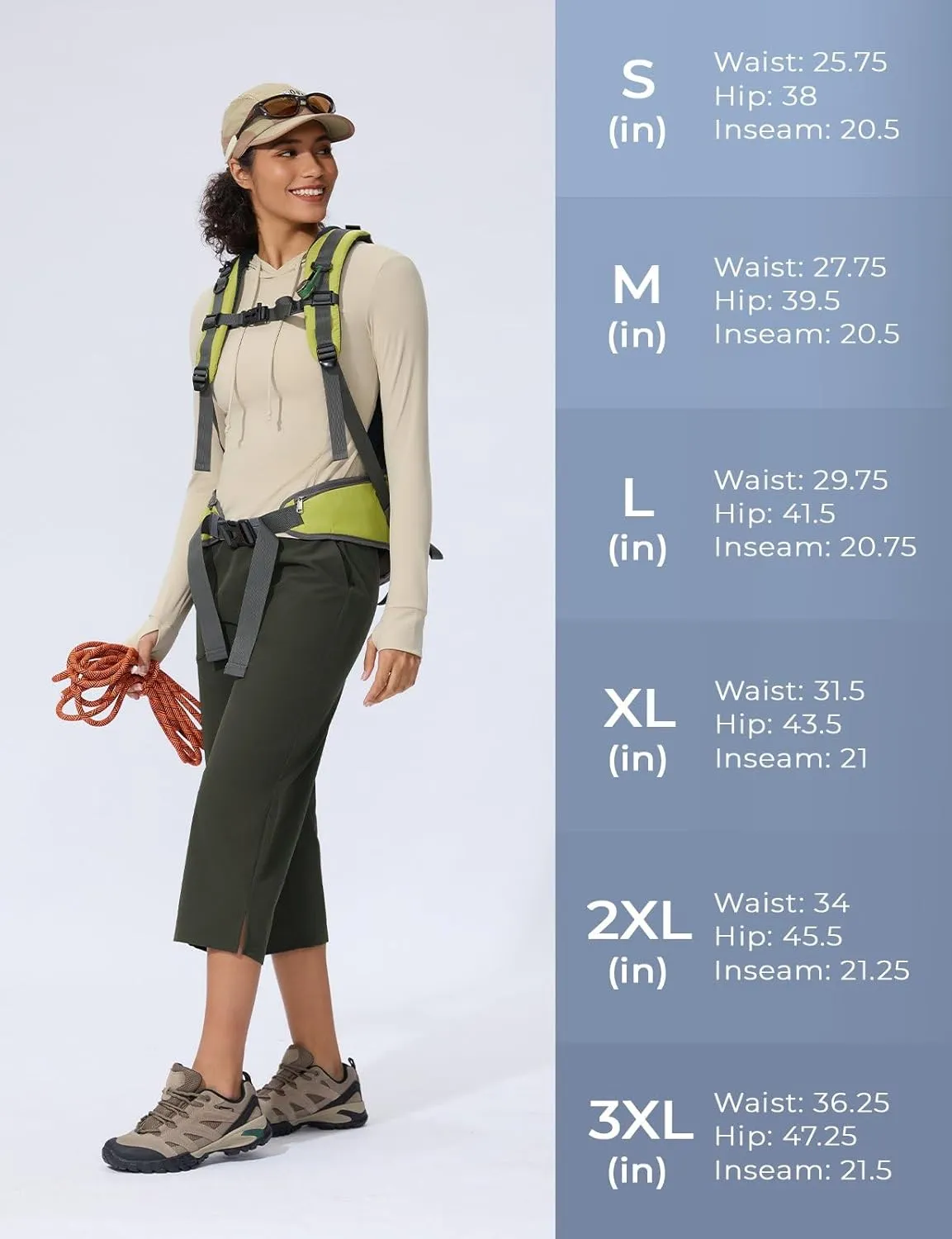 Women's Capri Pants Wide Leg Quick Dry Hiking Capris Water Resistant UPF50 Lightweight Loose Travel