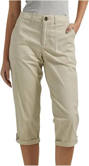 Womens Cargo Capris with Pocket Quick Dry Elastic Waist Hiking Pants Lightweight Casual Travel Running Capri Joggers
