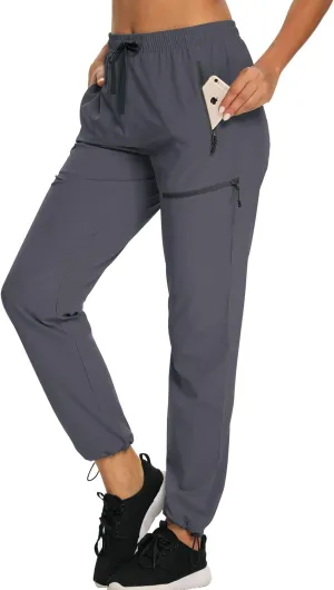 Women’s Cargo Hiking Pants Lightweight Joggers Quick Dry Water Resistant Lounge Outdoor Travel Pants Zipper Pockets