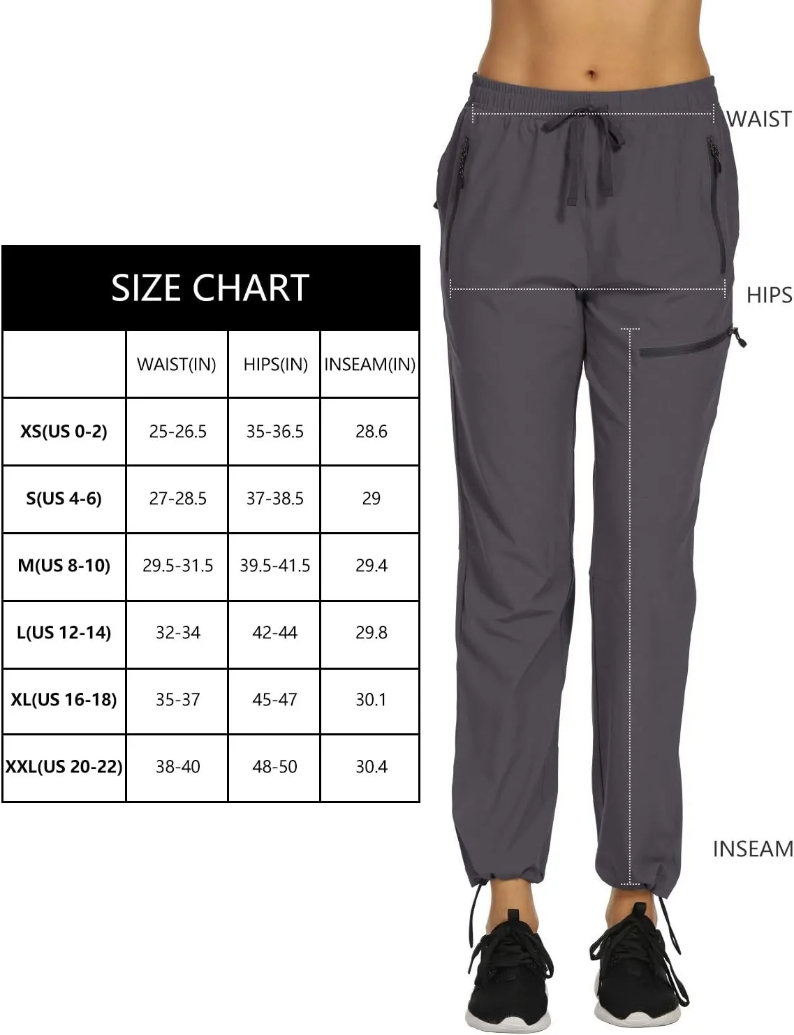 Women’s Cargo Hiking Pants Lightweight Joggers Quick Dry Water Resistant Lounge Outdoor Travel Pants Zipper Pockets