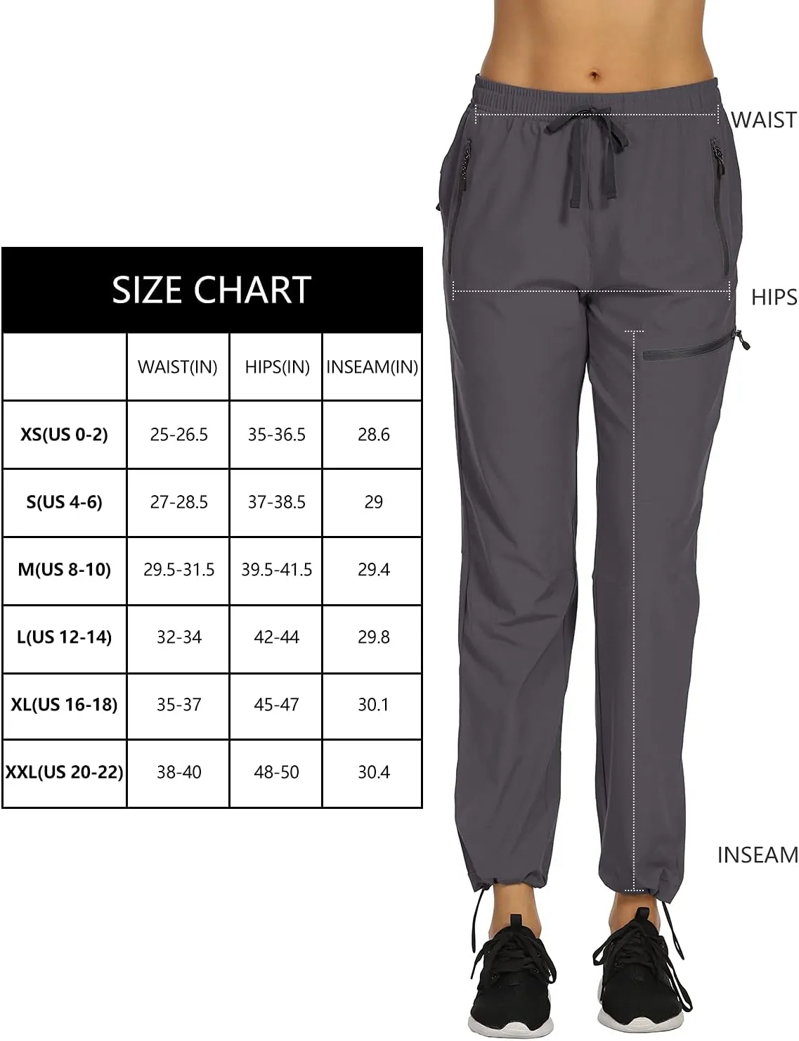 Women’s Cargo Hiking Pants Lightweight Joggers Quick Dry Water Resistant Lounge Outdoor Travel Pants Zipper Pockets