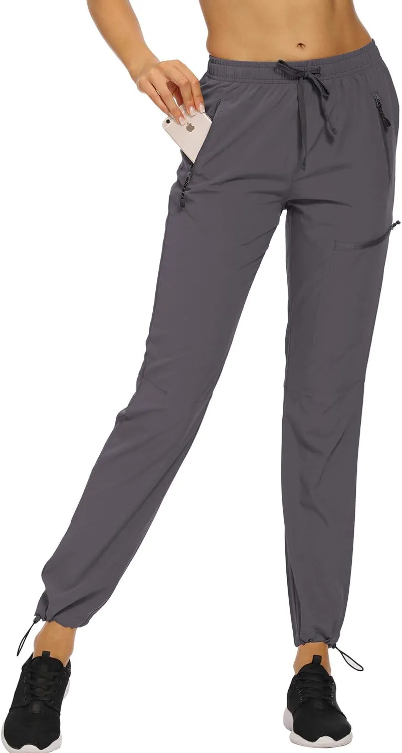 Women’s Cargo Hiking Pants Lightweight Joggers Quick Dry Water Resistant Lounge Outdoor Travel Pants Zipper Pockets