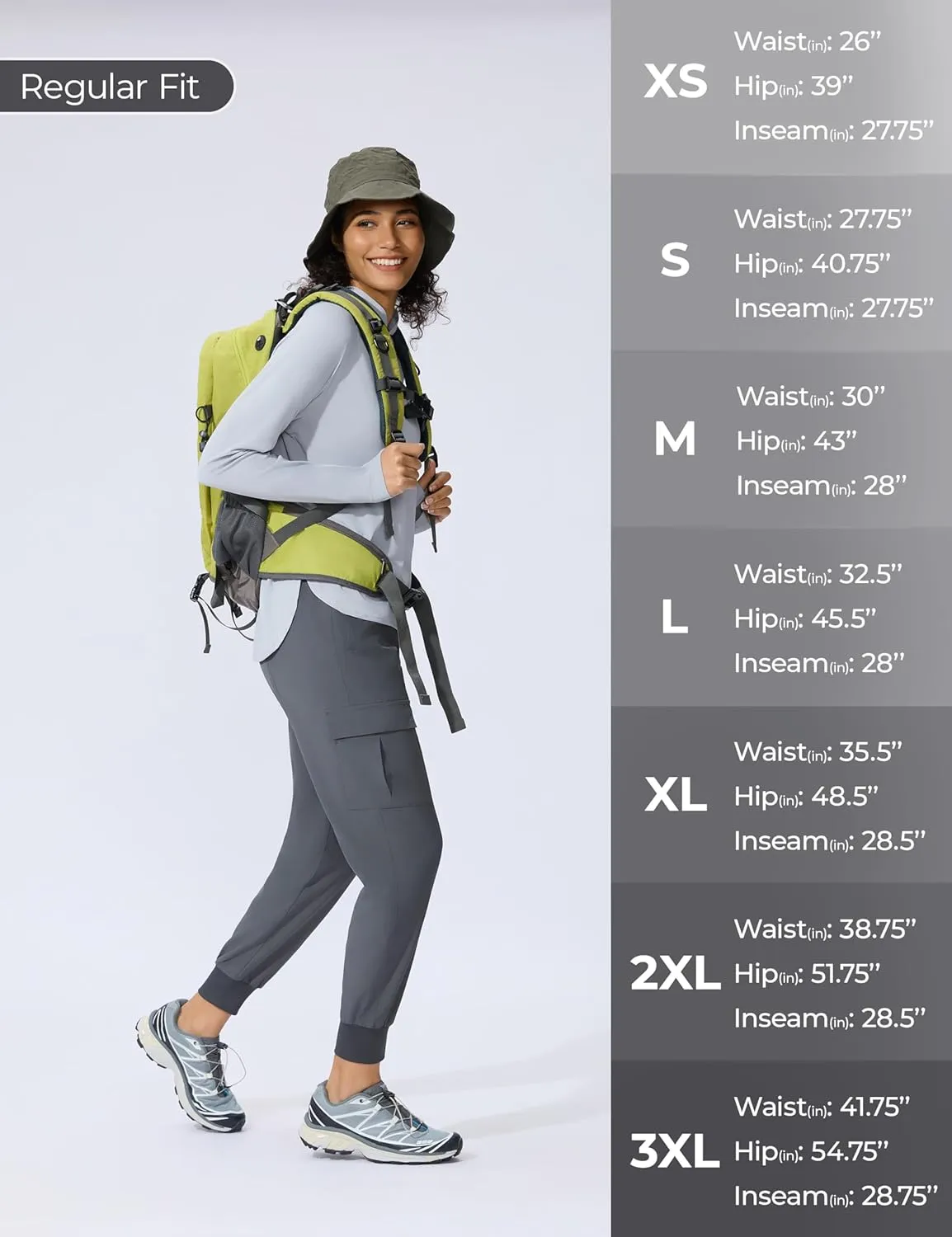Women's Cargo Joggers Lightweight Hiking Jogger Pants Zipper Pockets Travel Athletic UPF 50 
