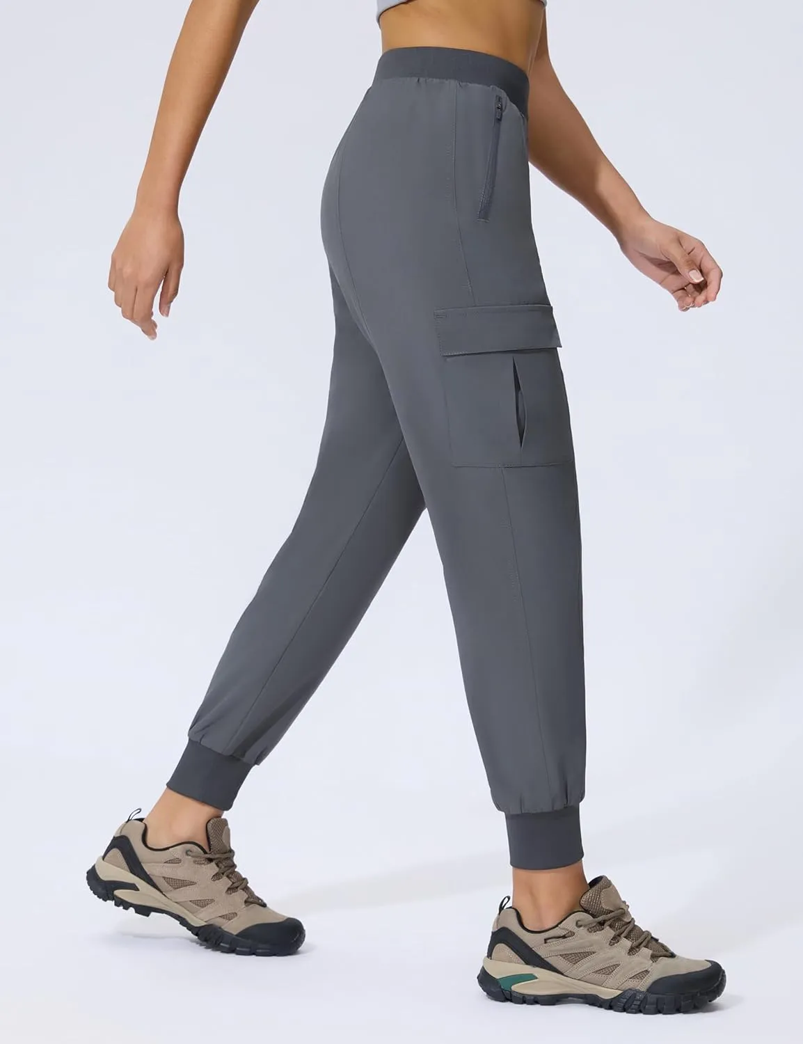 Women's Cargo Joggers Lightweight Hiking Jogger Pants Zipper Pockets Travel Athletic UPF 50 