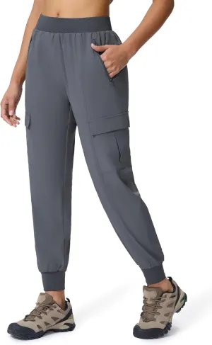 Women's Cargo Joggers Lightweight Hiking Jogger Pants Zipper Pockets Travel Athletic UPF 50 