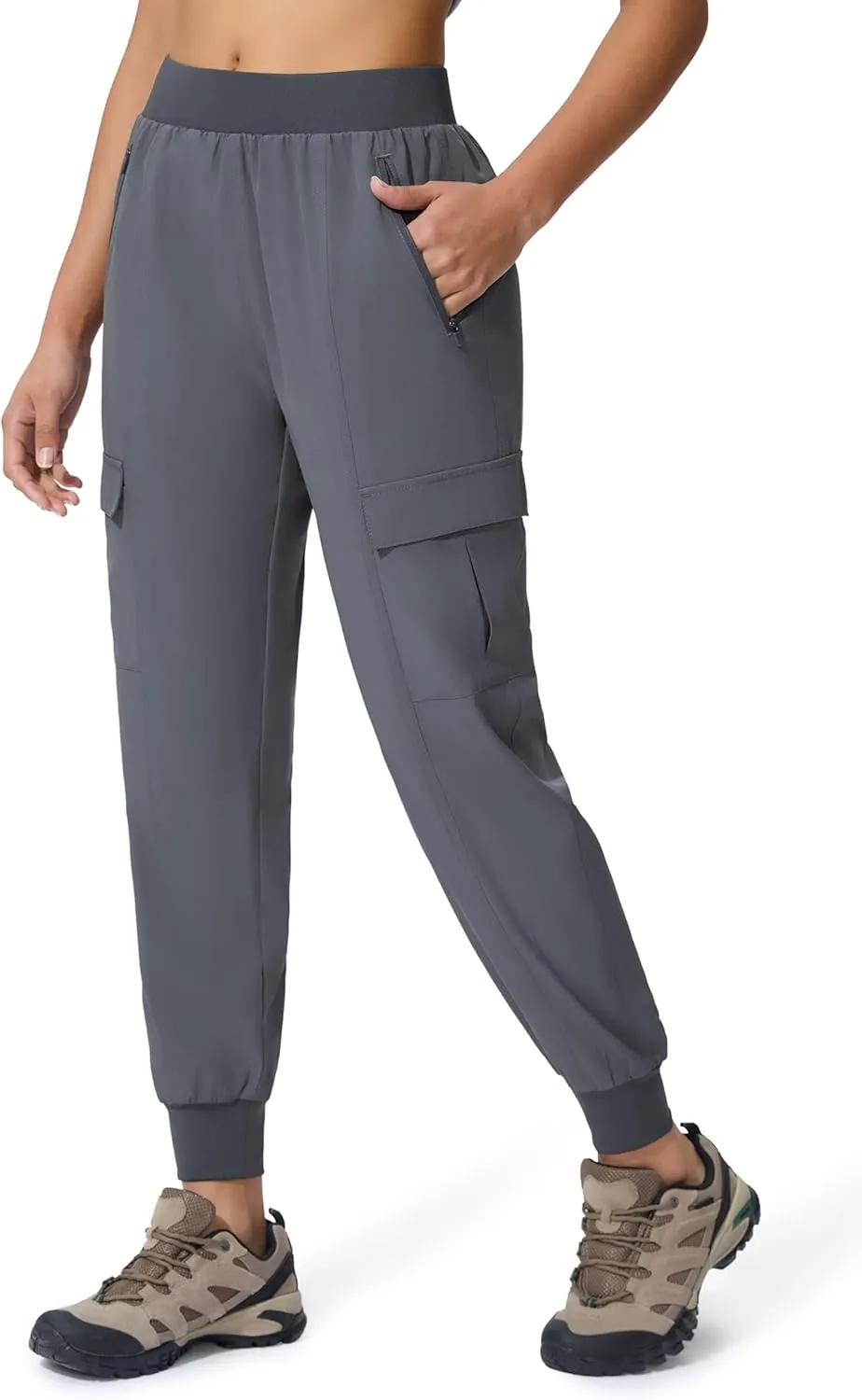 Women's Cargo Joggers Lightweight Hiking Jogger Pants Zipper Pockets Travel Athletic UPF 50 