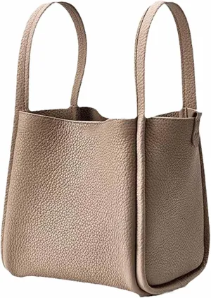 Women's Classic Design Luxury Leather Bag Soft Handbag Fashion Multi functional Bucket Bag Elegant Handbag