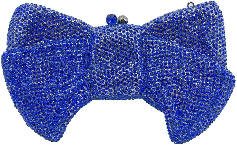 Women's Evening Handbags Luxury Purses and Handbags Rhinestone Wedding Clutch Purses for Women Diamond Purse Bow Blue