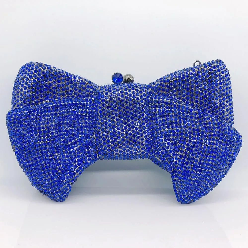 Women's Evening Handbags Luxury Purses and Handbags Rhinestone Wedding Clutch Purses for Women Diamond Purse Bow Blue
