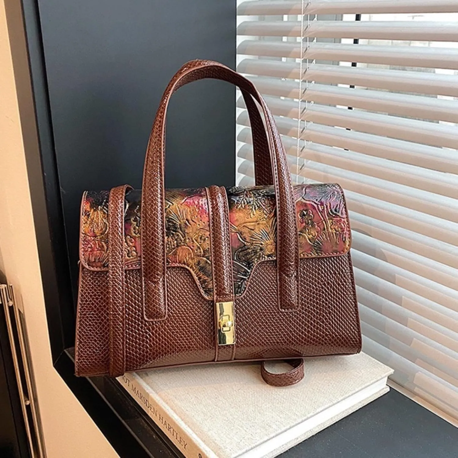 Womens Fashion Snakeskin Evening Handbag Top Handle Clutch Purse Chain Shoulder Cross-body Bag