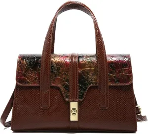 Womens Fashion Snakeskin Evening Handbag Top Handle Clutch Purse Chain Shoulder Cross-body Bag