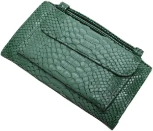 Womens Genuine Leather Snakeskin Crossbody Purse Tote Handbag Clutch Wallet with Chain