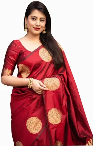 Women's Kanjivaram Soft Pure Silk Banarasi Sarees With Blouse Piece