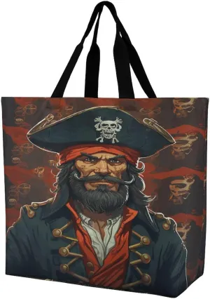 Women's Large-capacity Shoulder Shopping Bag Reusable Foldable Shopping Bags Pirate Captain Beach Bag