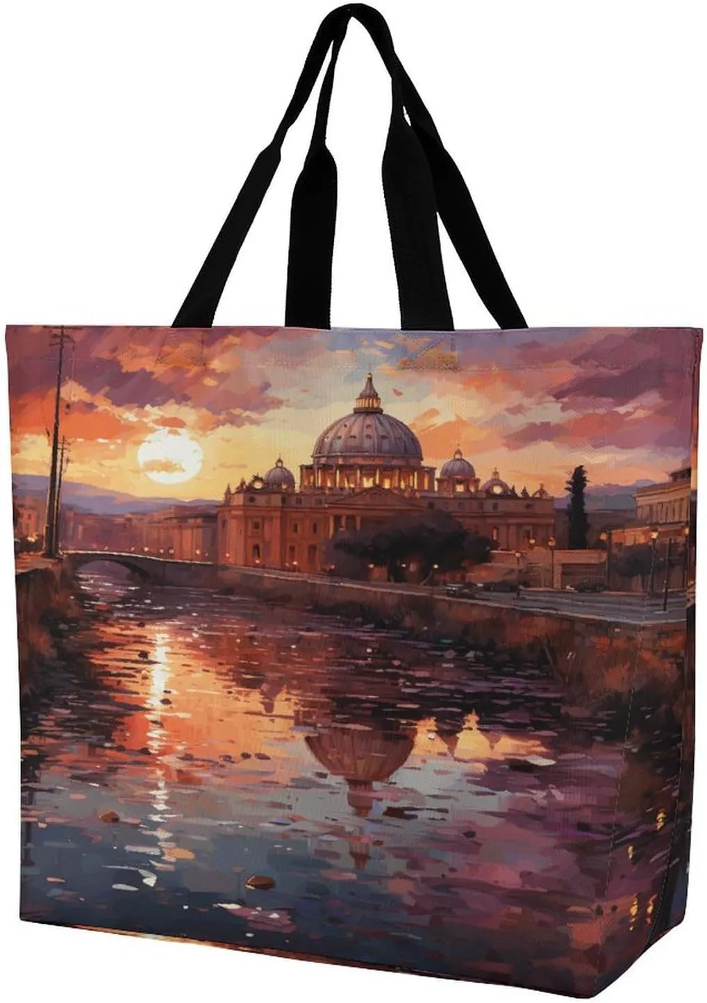 Women's Large-capacity Shoulder Shopping Bag Reusable Foldable Shopping Bags Rome Sunset Beach Bag