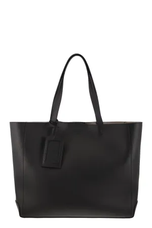 Women's Leather Shopping Bag in Black | XBMMDNA8300QR