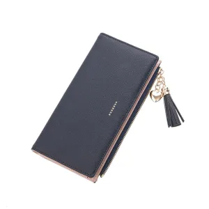 Women's Long Leather Tassel Zipper Clutch/Purse