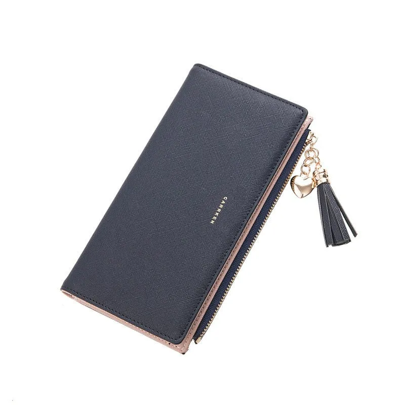 Women's Long Leather Tassel Zipper Clutch/Purse