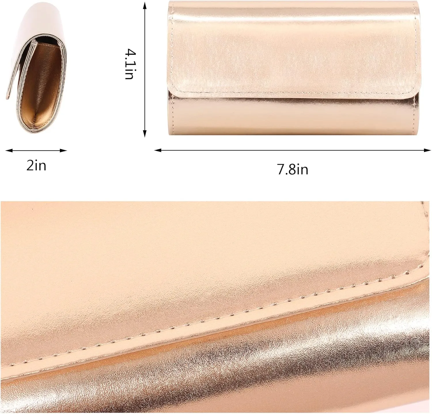 Womens PU Leather Metallic Color Evening Bag Shoulder Bag Crossbody Bag Handbag Clutch Purse for Wedding Party Prom