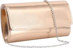 Womens PU Leather Metallic Color Evening Bag Shoulder Bag Crossbody Bag Handbag Clutch Purse for Wedding Party Prom