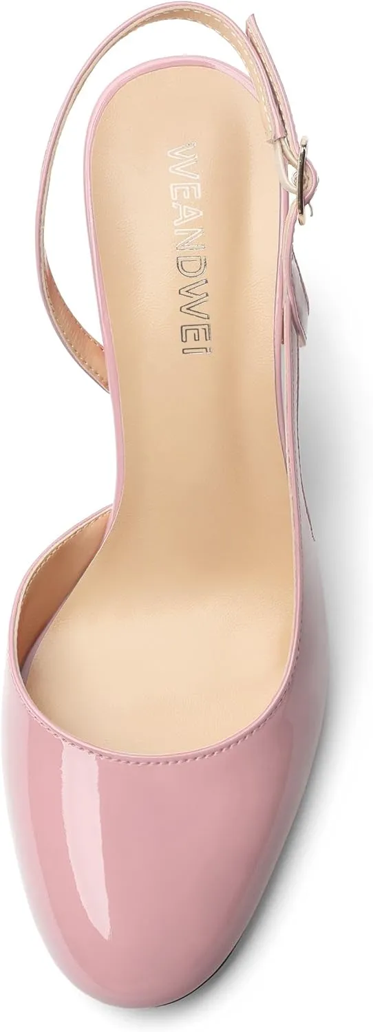 Womens Slingback Shoes Closed Round Toe High Heels Shoes Fashion Women's Pumps Shoes for Party Dress Wedding Office