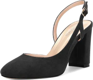 Womens Slingback Shoes Closed Round Toe High Heels Shoes Fashion Women's Pumps Shoes for Party Dress Wedding Office