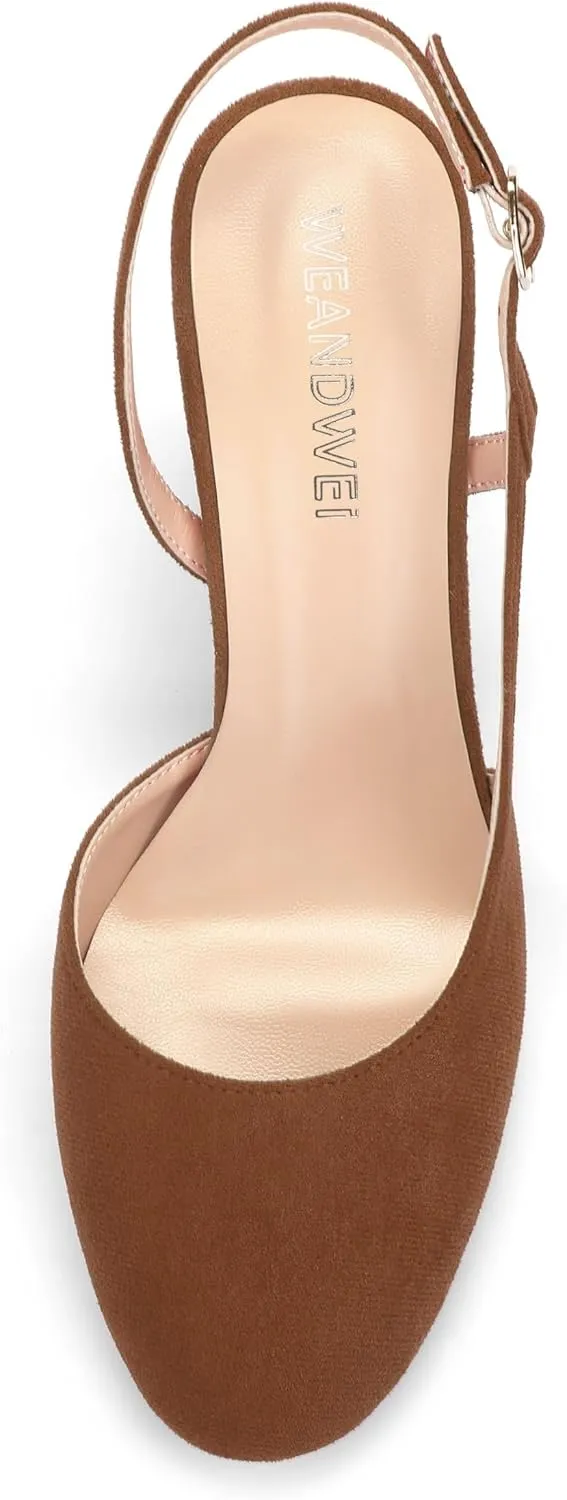 Womens Slingback Shoes Closed Round Toe High Heels Shoes Fashion Women's Pumps Shoes for Party Dress Wedding Office