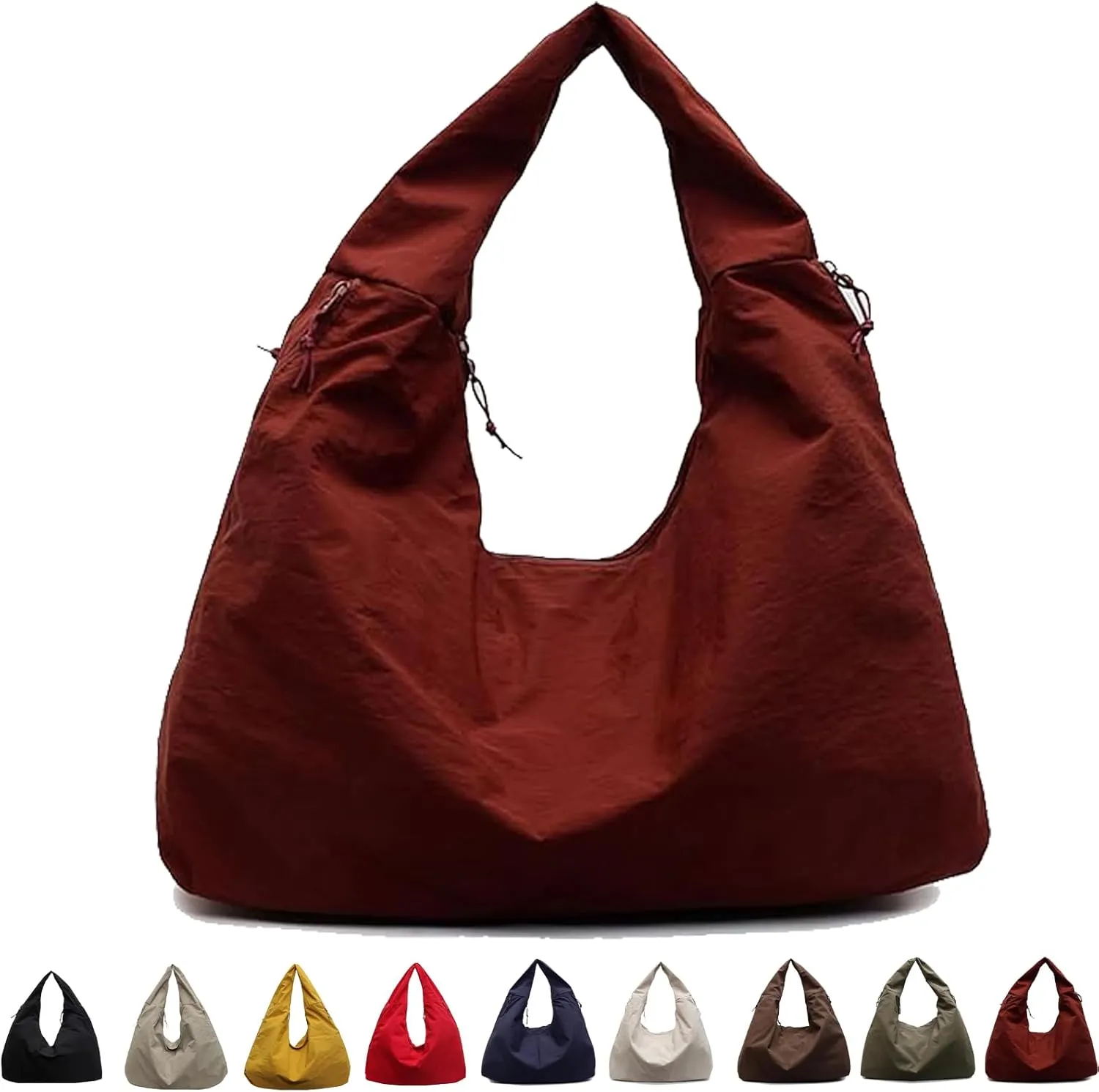 Women's Solid Color Textured Draped Tote Bag, Canvas Large Capacity Fashion Versatile Shoulder Bag for Shopping with Travel