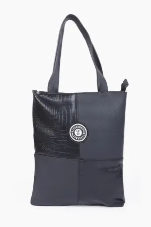 Women’s Solid Shopping Bag( Black )