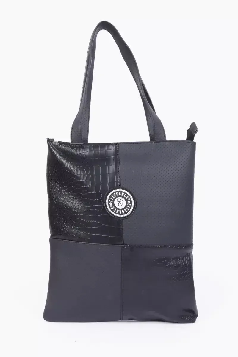 Women’s Solid Shopping Bag( Black )
