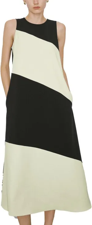 Women's Summer Dresses Sleeveless A-Line Crew Neck Casual Midi Dress Trendy with Pockets 2025