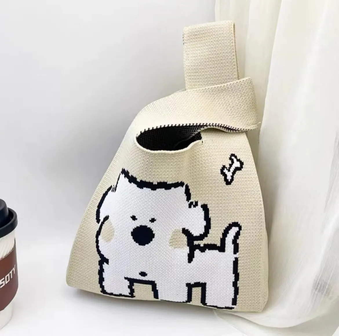 Women's Wrist bag Sleeve Knot Pouch Cute Handbag wristlet bags Portable Purse Gift Bag for Christmas