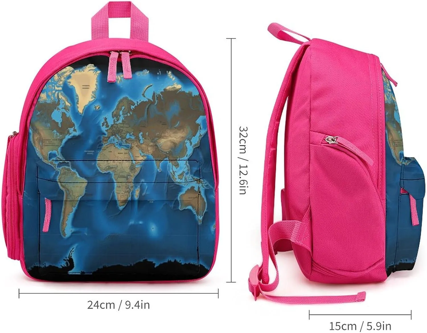World Map Travel Backpack Casual Bag Lightweight Hiking Backpacks for Business, Travelling, Hiking