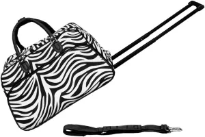 World Traveler 21-Inch Carry-On Rolling Duffel Bag, Black Trim Zebra
