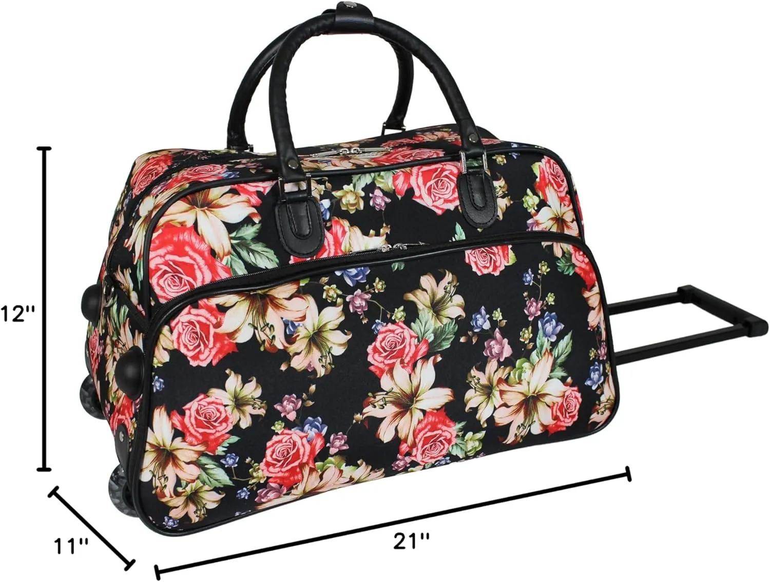 World Traveler 21-Inch Carry-On Rolling Duffel Bag, Flower Bloom