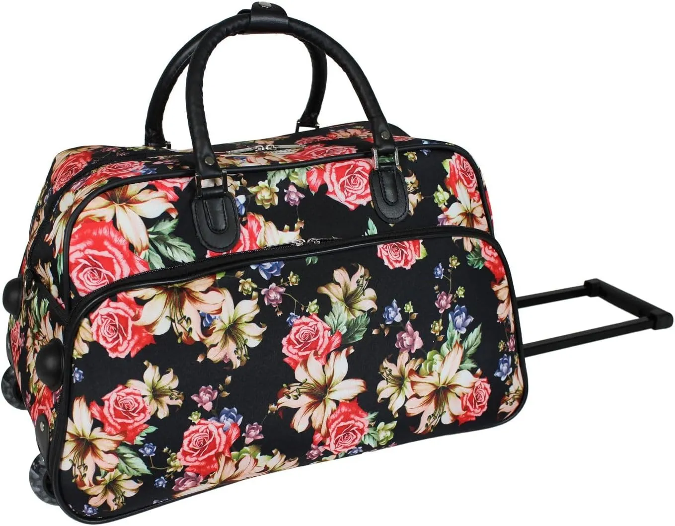 World Traveler 21-Inch Carry-On Rolling Duffel Bag, Flower Bloom