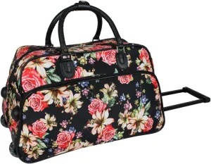 World Traveler 21-Inch Carry-On Rolling Duffel Bag, Flower Bloom