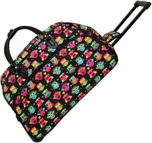World Traveler 21-Inch Carry-On Rolling Duffel Bag, Owl Black