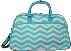World Traveler 21-Inch Carry-On Shoulder Duffel Bag, Blue White Chevron