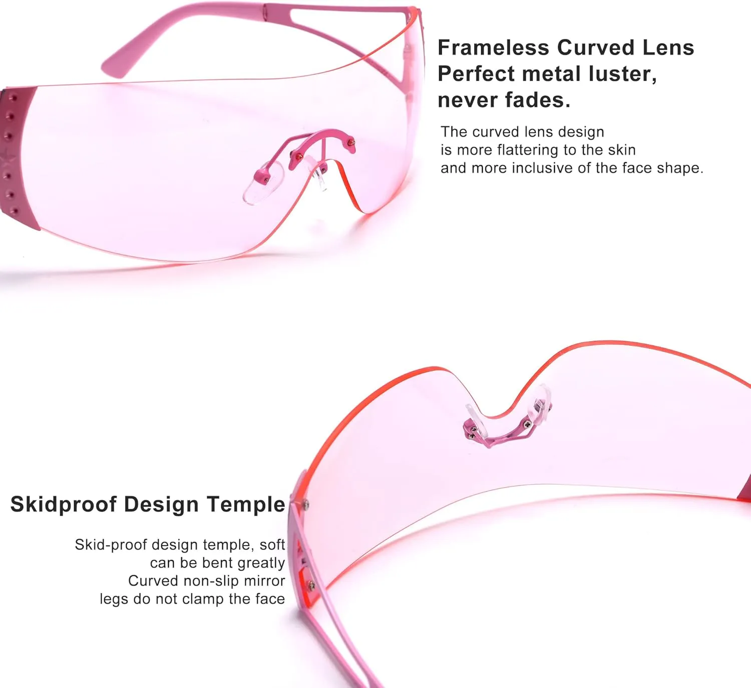 Wrap Around Y2K Sunglasses for Women Men Shield Flat Top Sunglasses Futuristic Frameless Gradient Lens Sun Glasses
