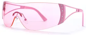 Wrap Around Y2K Sunglasses for Women Men Shield Flat Top Sunglasses Futuristic Frameless Gradient Lens Sun Glasses