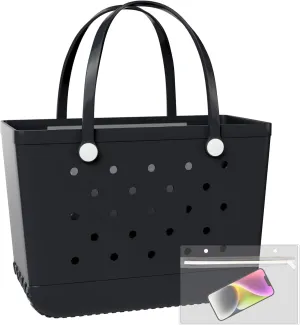 X-Large Beach Tote, Waterproof Zipper Inner Bag, Washable Durable Rubber Tote, Leisure and Storage Bag