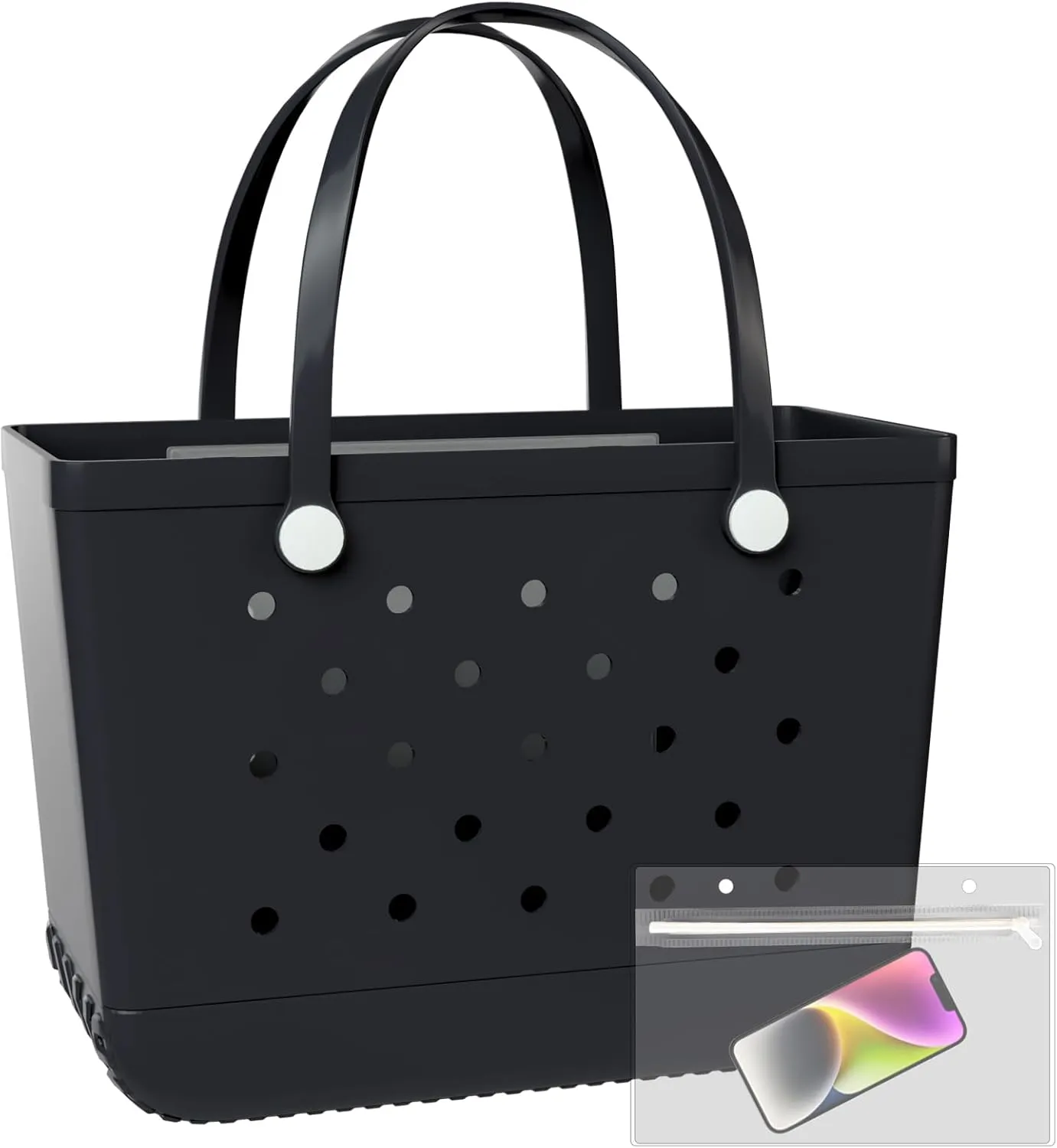 X-Large Beach Tote, Waterproof Zipper Inner Bag, Washable Durable Rubber Tote, Leisure and Storage Bag