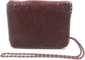 X-Small Women clutch metal mesh evening purse bag for Cocktail Party Prom Wedding Banquet (Burgundy)