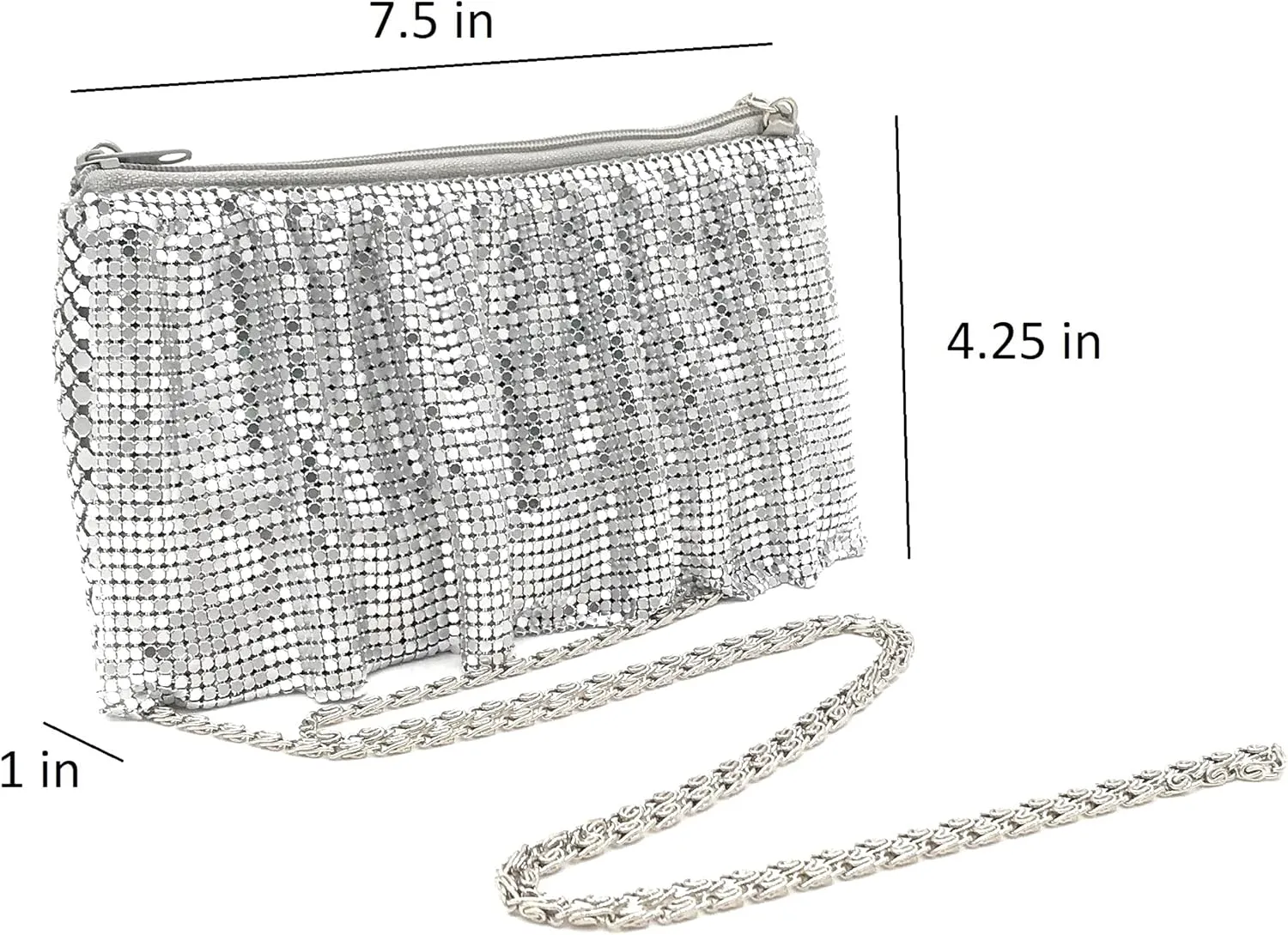 X-Small Women Evening Clutch Metal Mesh purse handbag with shoulder chain strap for Cocktail Party Prom Wedding