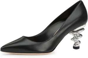 YDN Women Basic Pointed Toe Pumps Special Metallic Spiral High Heels Slip On Daily Outfit Business Party Dress Formal Shoes Size 4-16 US